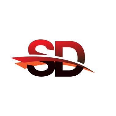 İlk harf SD logotype şirket adı Siyah ve Kırmızı Swoosh tasarımı.