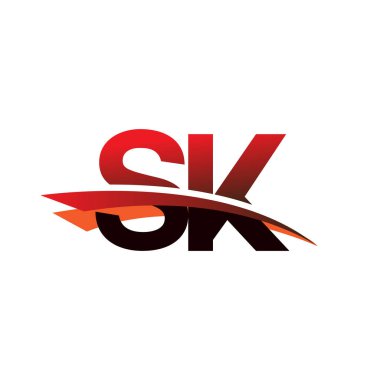 İlk harf SK logotype şirket adı siyah ve kırmızı renk desenli.