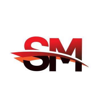 İlk harf SM logotype şirket adı Siyah ve Kırmızı Swoosh tasarımı.