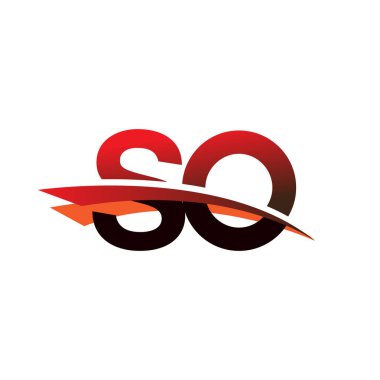 İlk harf So logotype şirket adı Siyah ve Kırmızı Swoosh tasarımı.
