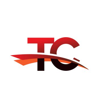 İlk harf TC logotype şirket adı Siyah ve Kırmızı Swoosh tasarımı.