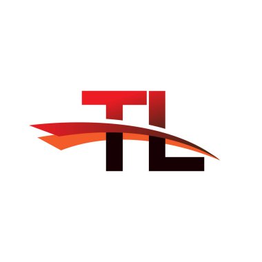 İlk harf TL logotype şirket adı Siyah ve Kırmızı Swoosh tasarımı.