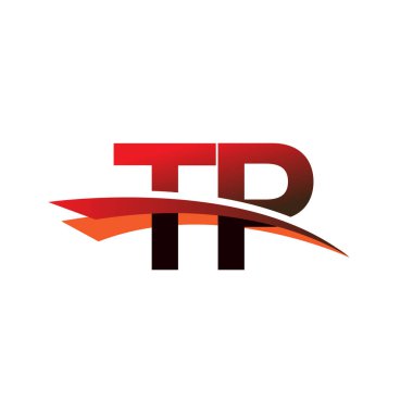 İlk harf TP logotype şirket adı Siyah ve Kırmızı Swoosh tasarımı.