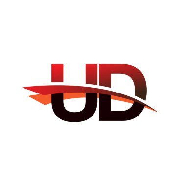 İlk harf UD logotype şirket adı Siyah ve Kırmızı Swoosh tasarımı.