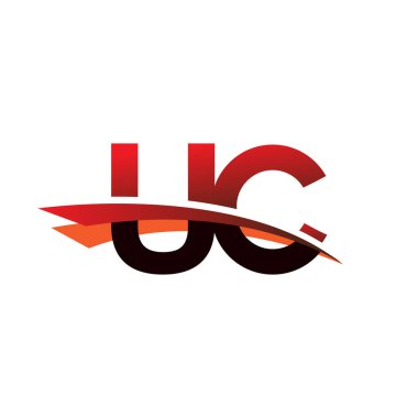 İlk harf UC logotype şirket adı Siyah ve Kırmızı Swoosh tasarımı.