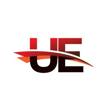 İlk harf UE logotype şirket adı Siyah ve Kırmızı Swoosh tasarımı.