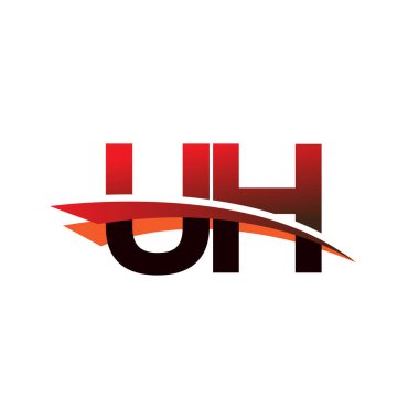İlk harf UH logotype şirketinin adı Siyah ve Kırmızı Swoosh tasarımı.