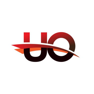 İlk harf UO logotype şirket adı Siyah ve Kırmızı Swoosh tasarımı.