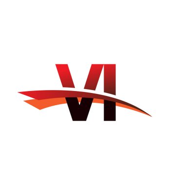 İlk harf VI logotype şirket adı siyah ve kırmızı renk desenli.