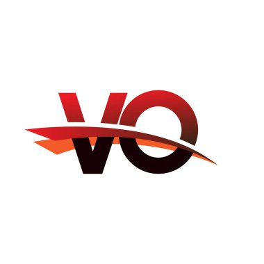 İlk harf VO logotype şirket adı siyah ve kırmızı renk desenli.