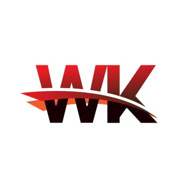 İlk harf WK logotype şirket adı siyah ve kırmızı renkte Swoosh tasarımı.