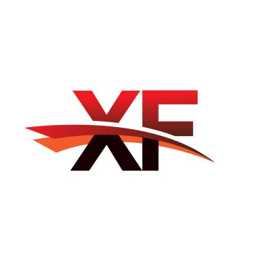 İlk harf XF logotype şirket adı Siyah ve Kırmızı Swoosh tasarımı.