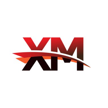 İlk harf XM logotype şirket adı siyah ve kırmızı renk desenli.