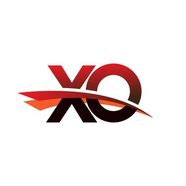 İlk harf XO logotype şirket adı Siyah ve Kırmızı Swoosh tasarımı.