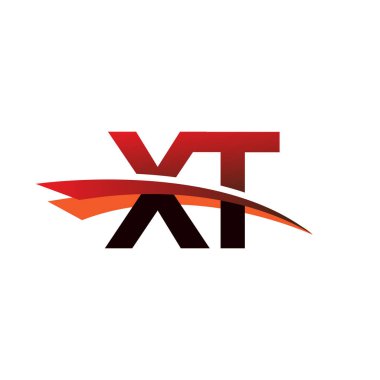 İlk harf XT logotype şirket adı Siyah ve Kırmızı Swoosh tasarımı.