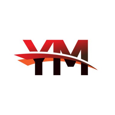 İlk harf YM logotype şirket adı Siyah ve Kırmızı Swoosh tasarımı.