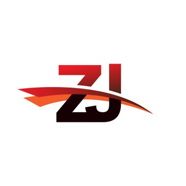 İlk harf ZJ logotype şirket adı Siyah ve Kırmızı Swoosh tasarımı.