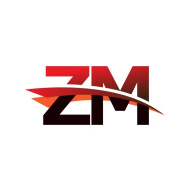 İlk harf ZM logotype şirket adı Siyah ve Kırmızı Swoosh tasarımı.