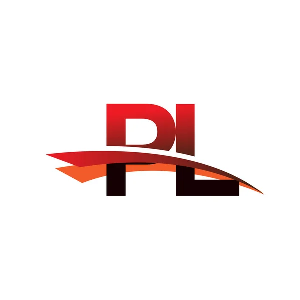 Första Bokstaven Logotyp Företagsnamn Färgad Svart Och Röd Swoosh Design — Stock vektor