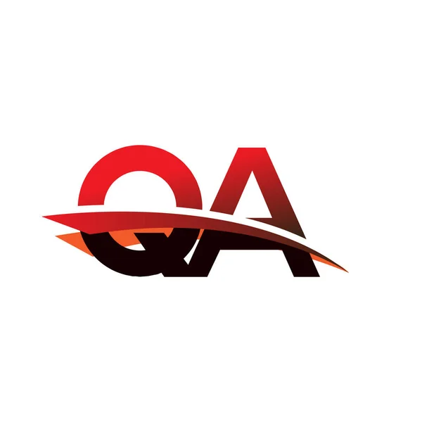 Qa标识公司名称彩色黑色和红色Swoosh设计 — 图库矢量图片