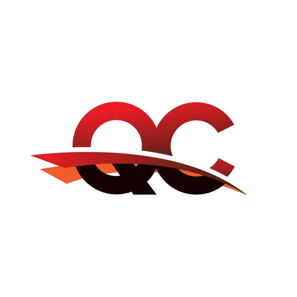Lettera Iniziale Logotipo Nome Della Società Colore Nero Rosso Swoosh — Vettoriale Stock