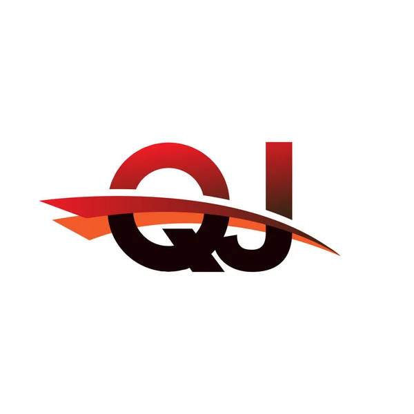 Αρχικό Γράμμα Λογότυπος Εταιρεία Όνομα Χρωματισμένο Μαύρο Και Κόκκινο Swoosh — Διανυσματικό Αρχείο