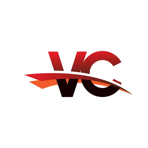 Carta Inicial Logotipo Nome Empresa Colorido Design Swoosh Preto Vermelho — Vetor de Stock