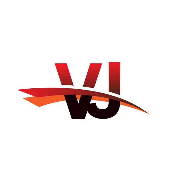 Letra Inicial Nome Empresa Logotipo Colorido Design Swoosh Preto Vermelho — Vetor de Stock