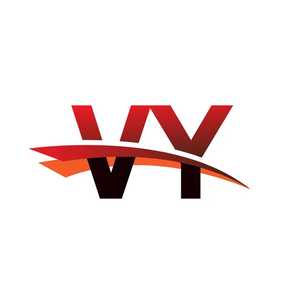 Letra Inicial Nome Empresa Logotipo Colorido Design Swoosh Preto Vermelho — Vetor de Stock