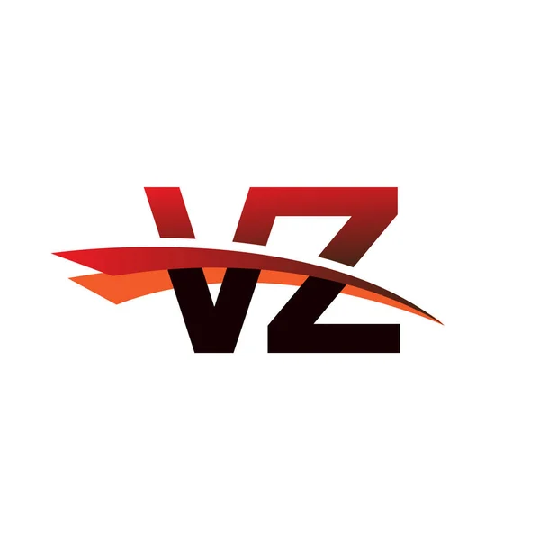 Vz标识公司名称彩色黑色和红色Swoosh设计图 — 图库矢量图片