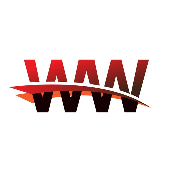 Ww标识公司名称彩色黑色和红色Swoosh设计图 — 图库矢量图片