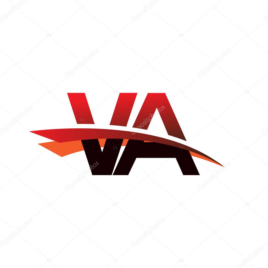 Initial Letter Va Logotype Company Name Colored Black And Red Swoosh Design Larastock
