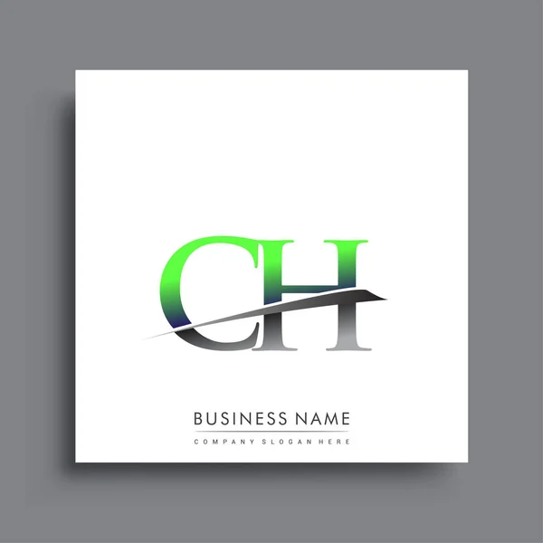 Letra Inicial Logotipo Empresa Nome Colorido Azul Verde Design Swoosh —  Vetores de Stock