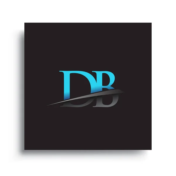 頭文字Dbのロゴタイプ会社名は青と緑のスウッシュデザイン — ストックベクタ