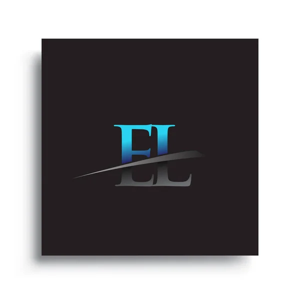 Anfangsbuchstabe Logo Firmenname Farbig Blau Und Grün Swoosh Design — Stockvektor