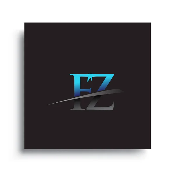 Fz标志型公司名称的首字母蓝色和绿色Swoosh设计 — 图库矢量图片