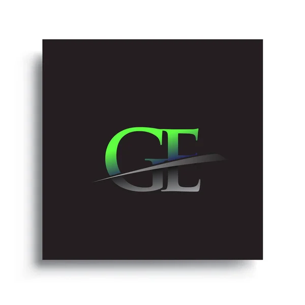 Harf Logotype Şirket Adı Mavi Yeşil Swoosh Tasarımı — Stok Vektör