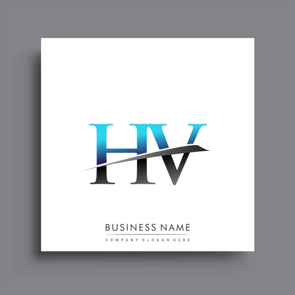 Första Bokstaven Logotyp Företagsnamn Färgad Blå Och Grön Swoosh Design — Stock vektor