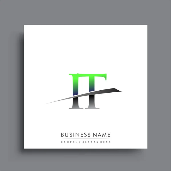 Letra Inicial Logotipo Nome Empresa Colorido Design Swoosh Azul Verde —  Vetores de Stock