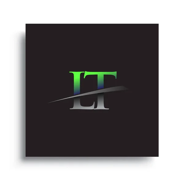 Inicial Logotipo Nombre Empresa Color Azul Verde Swoosh Diseño — Archivo Imágenes Vectoriales
