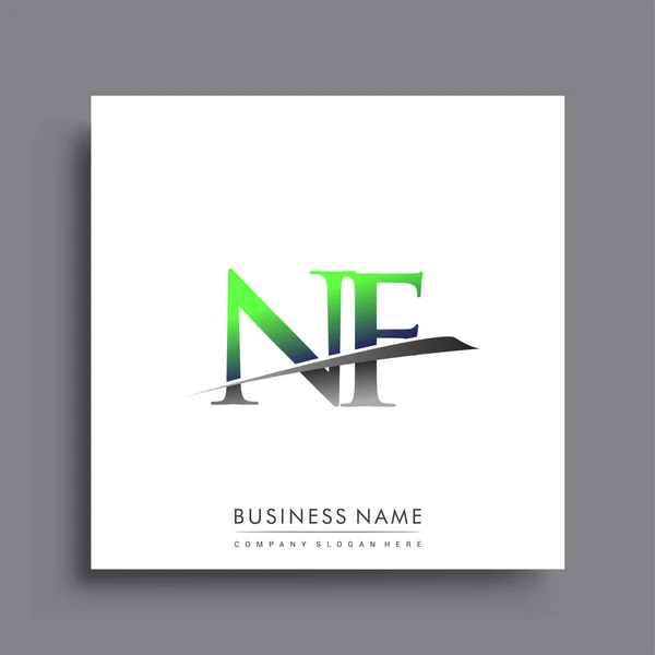 Kezdőbetű Logotípus Cég Neve Színes Kék Zöld Swoosh Design — Stock Vector