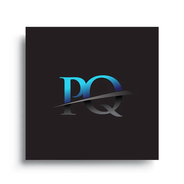 Beginletter Logotype Bedrijfsnaam Gekleurd Blauw Groen Swoosh Ontwerp — Stockvector