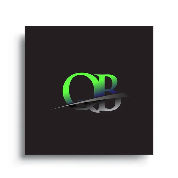 Initiële Letter Logotype Bedrijfsnaam Gekleurd Blauw Groen Swoosh Ontwerp — Stockvector