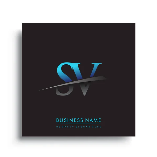 Carta Inicial Logotipo Nome Empresa Colorido Azul Verde Design Swoosh —  Vetores de Stock