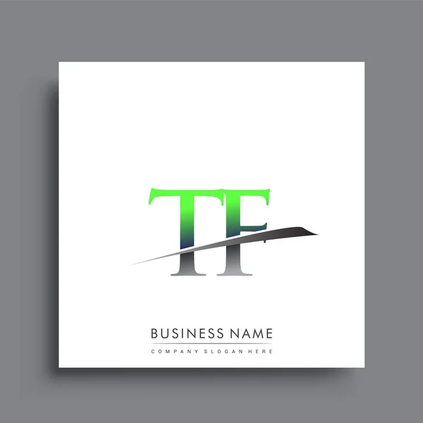 Letra Inicial Nome Empresa Logotipo Colorido Design Swoosh Azul Verde —  Vetores de Stock