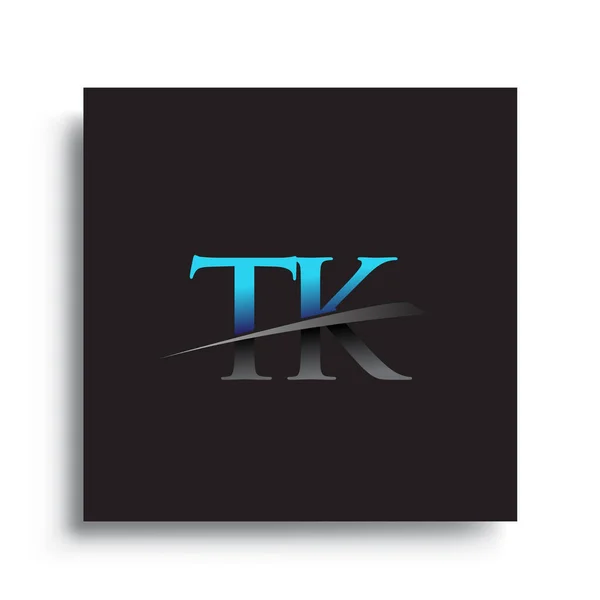 Beginletter Logotype Bedrijfsnaam Gekleurd Blauw Groen Swoosh Ontwerp — Stockvector