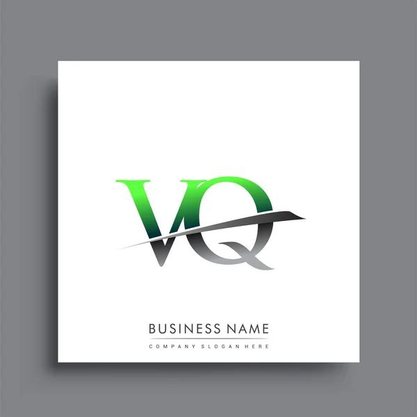 Letra Inicial Logotipo Nome Empresa Colorido Azul Verde Design Swoosh —  Vetores de Stock