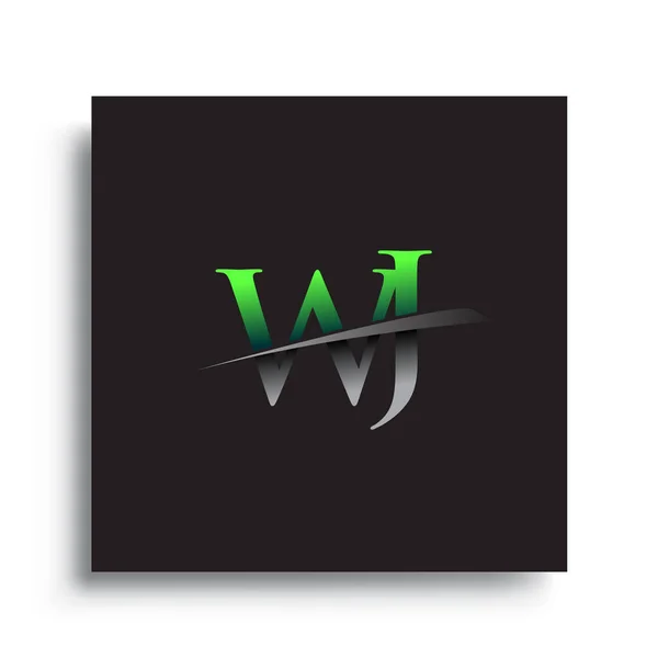 Начальная Буква Логотип Название Компании Цветной Синий Зеленый Дизайн Swoosh — стоковый вектор