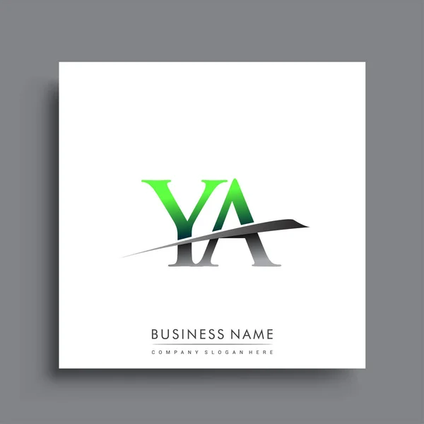 Letra Inicial Logotipo Empresa Nome Colorido Azul Verde Design Swoosh —  Vetores de Stock