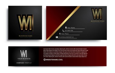 İlk harfi WI logotype şirketi. Renkli altın zarif tasarım. Siyah arkaplanda iş kimliği için vektör ayarları.